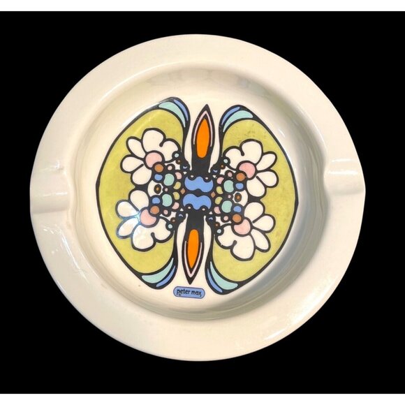 Vintage Peter Max Ashtray Butterfly Psychedelic Pop Art Iroquois Mod